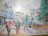 Femme au parapluie  73 x 60 - MEGEVE