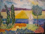 Voilier au Trois Cyprès 81 x 65 - LA CAMPAGNE