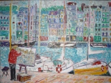 Le  Peintre à Honfleur 61 x 46 - PORTS ET BATEAUX