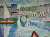 Voilier Honfleur 100 x 73 - PORTS ET BATEAUX