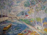 La Péniche 92 x 73 - PORTS ET BATEAUX
